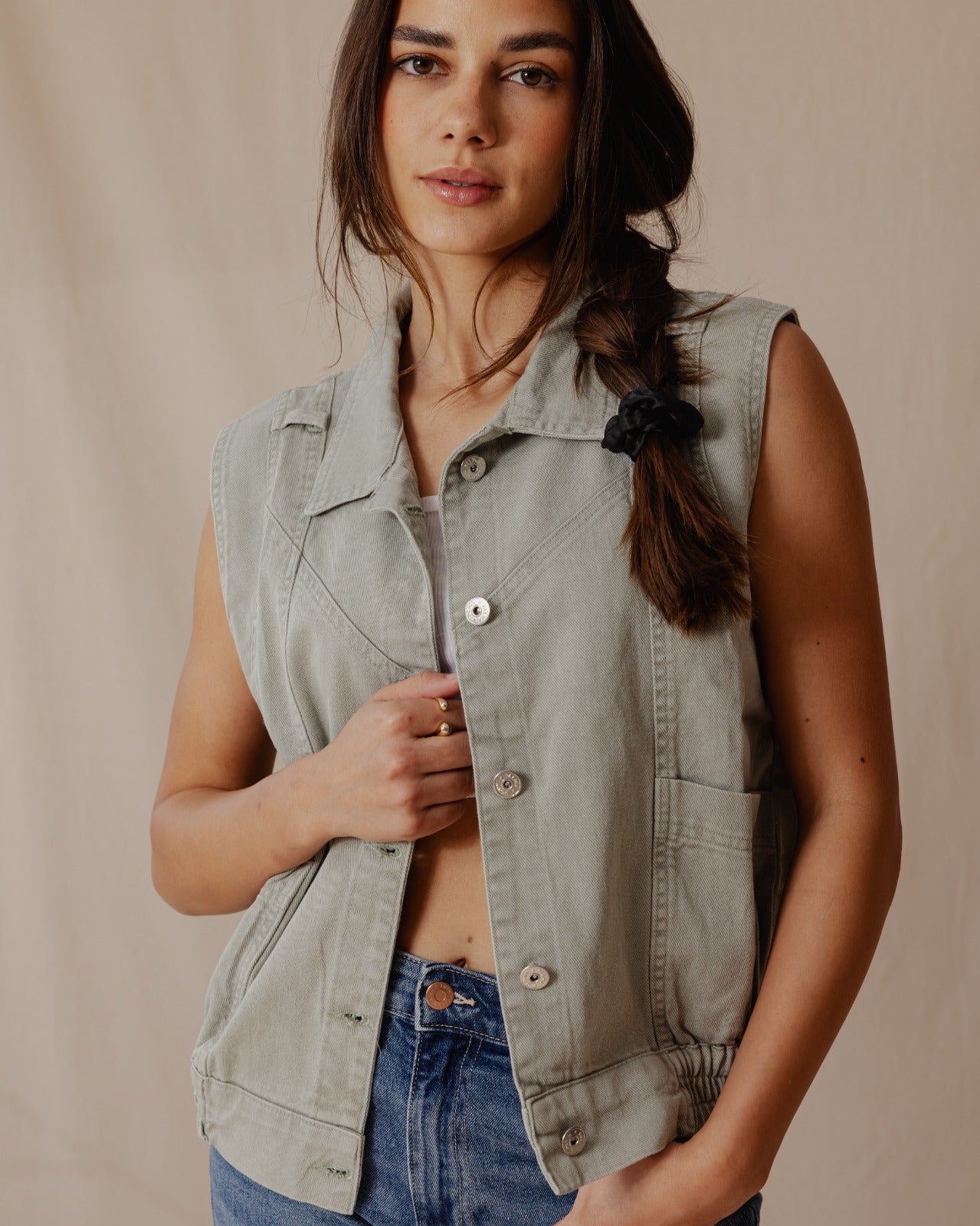 Gilet in denim lavato Oliva