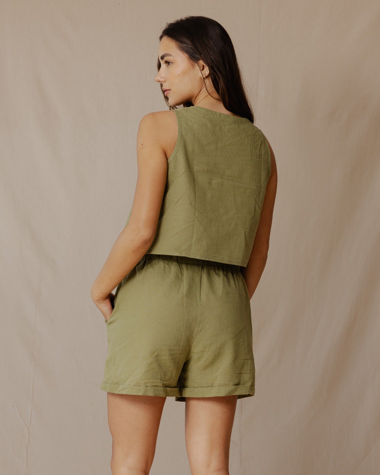 Ensemble de linge minimaliste Olive