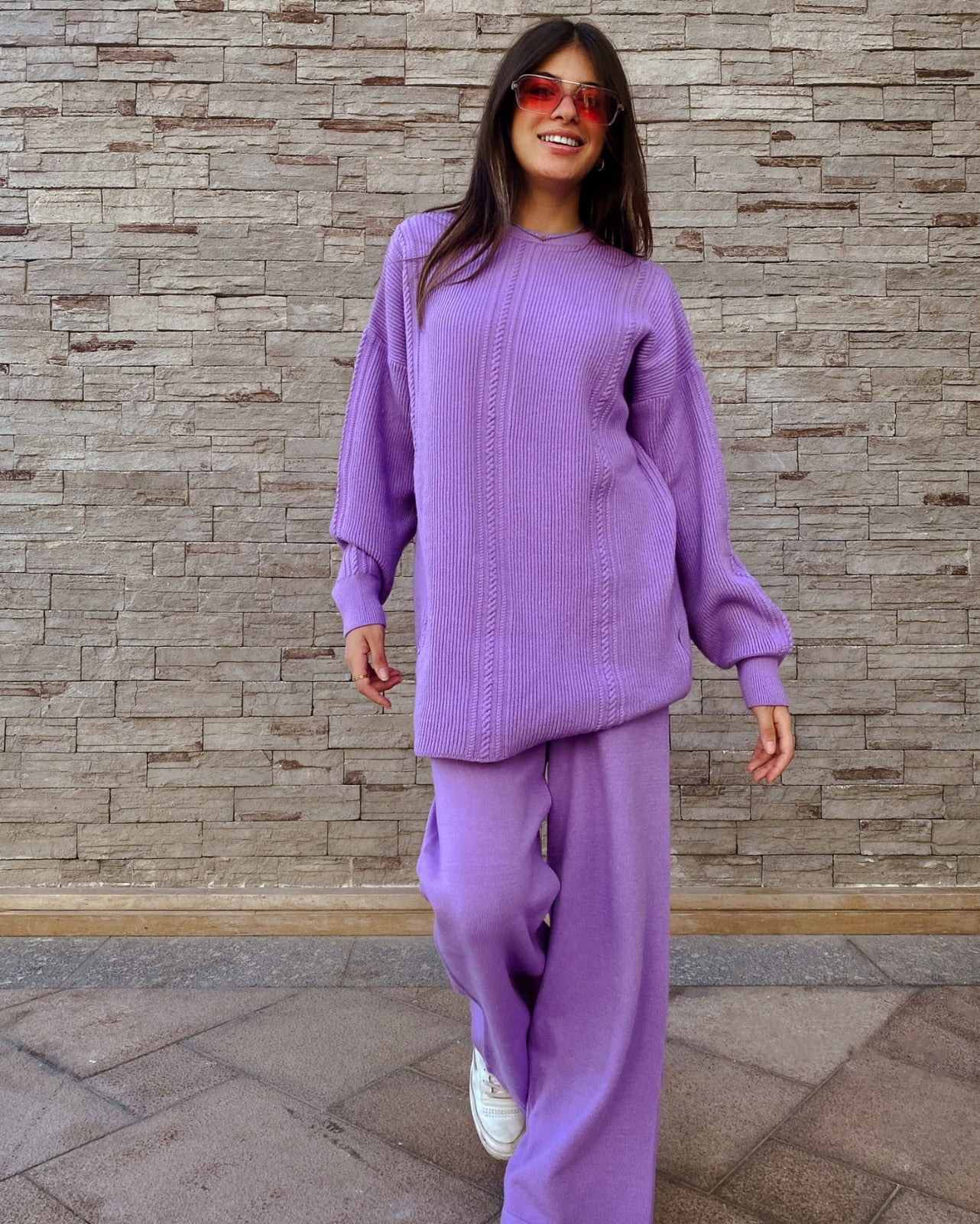 Conjunto Punto Trenzado Morado