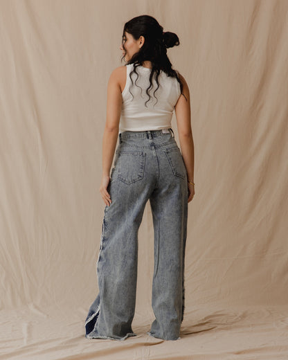 Two-Toned Denim Pants