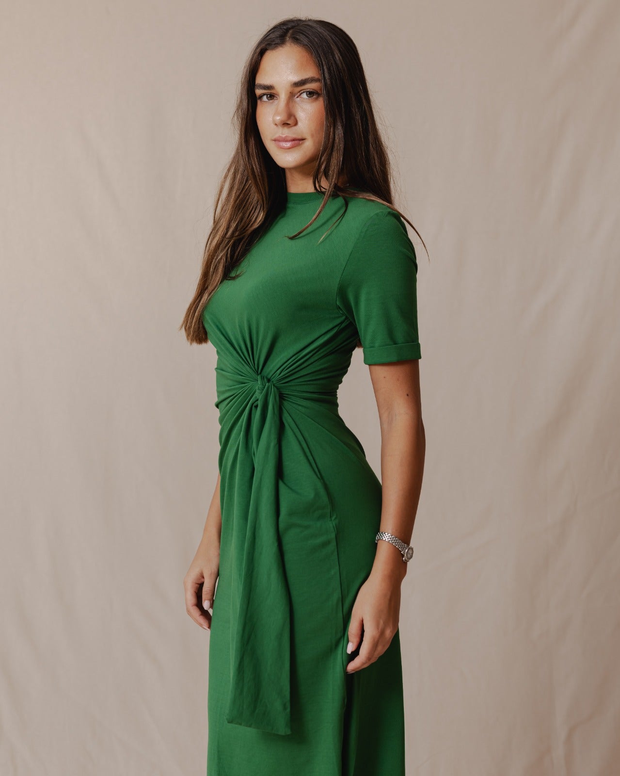 Robe en coton à nouer sur les côtés Vert