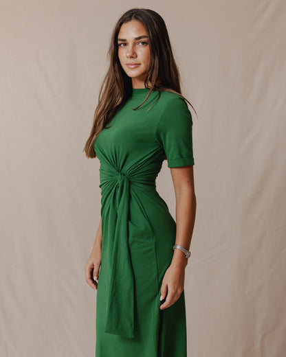 Robe en coton à nouer sur les côtés Vert