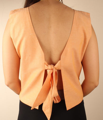 Iris Linho Wrap Top Laranja