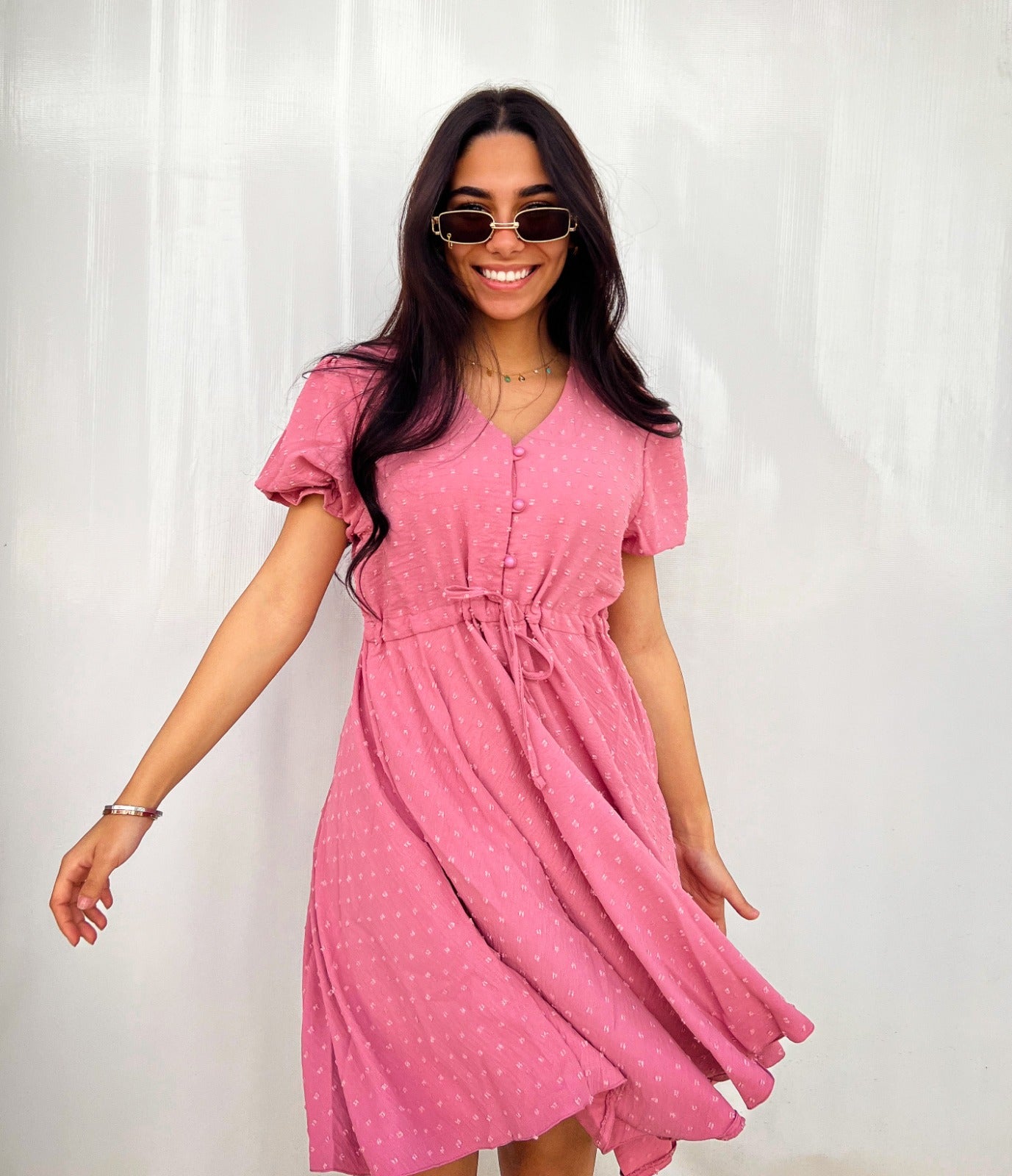 Puff Manga Mini Vestido Blush