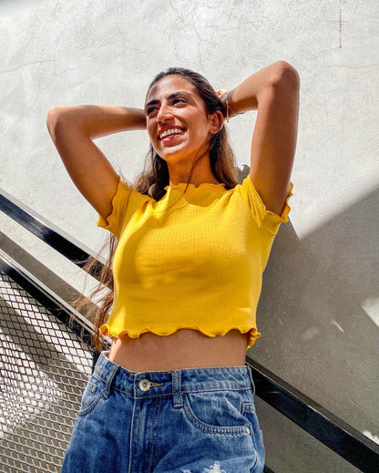 Todos os dias Crop Top Amarelo