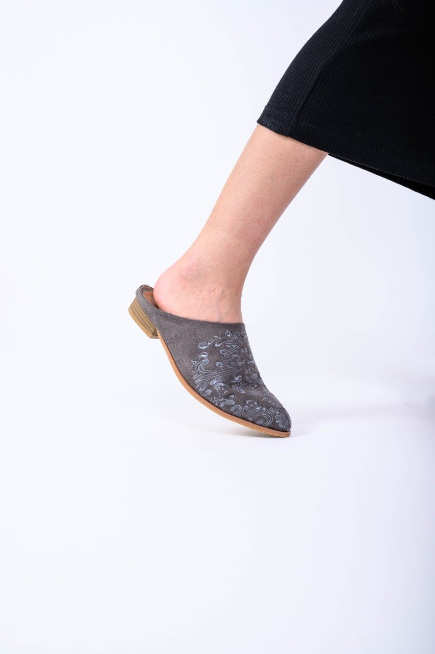 Damask Mules Grey