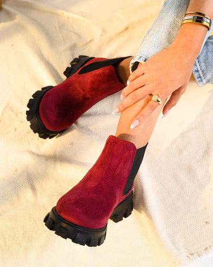 Demi-bottes Kai en daim bordeaux