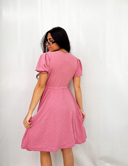 Puff Manga Mini Vestido Blush