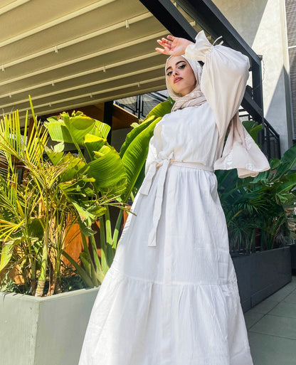 Vestido de camisa modesto mínimo fora branco