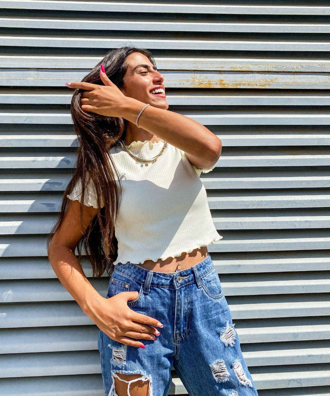 Todos os dias Crop Top Amarelo claro