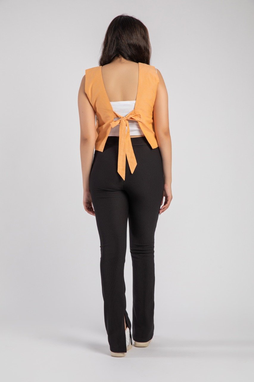 Iris Linho Wrap Top Laranja