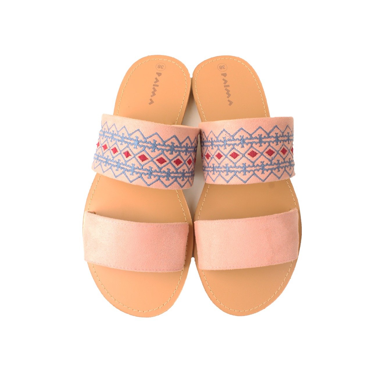 Rosa Boho Sandalen mit 2 Riemen