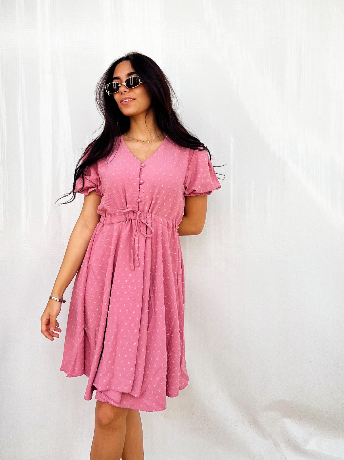 Puff Manga Mini Vestido Blush