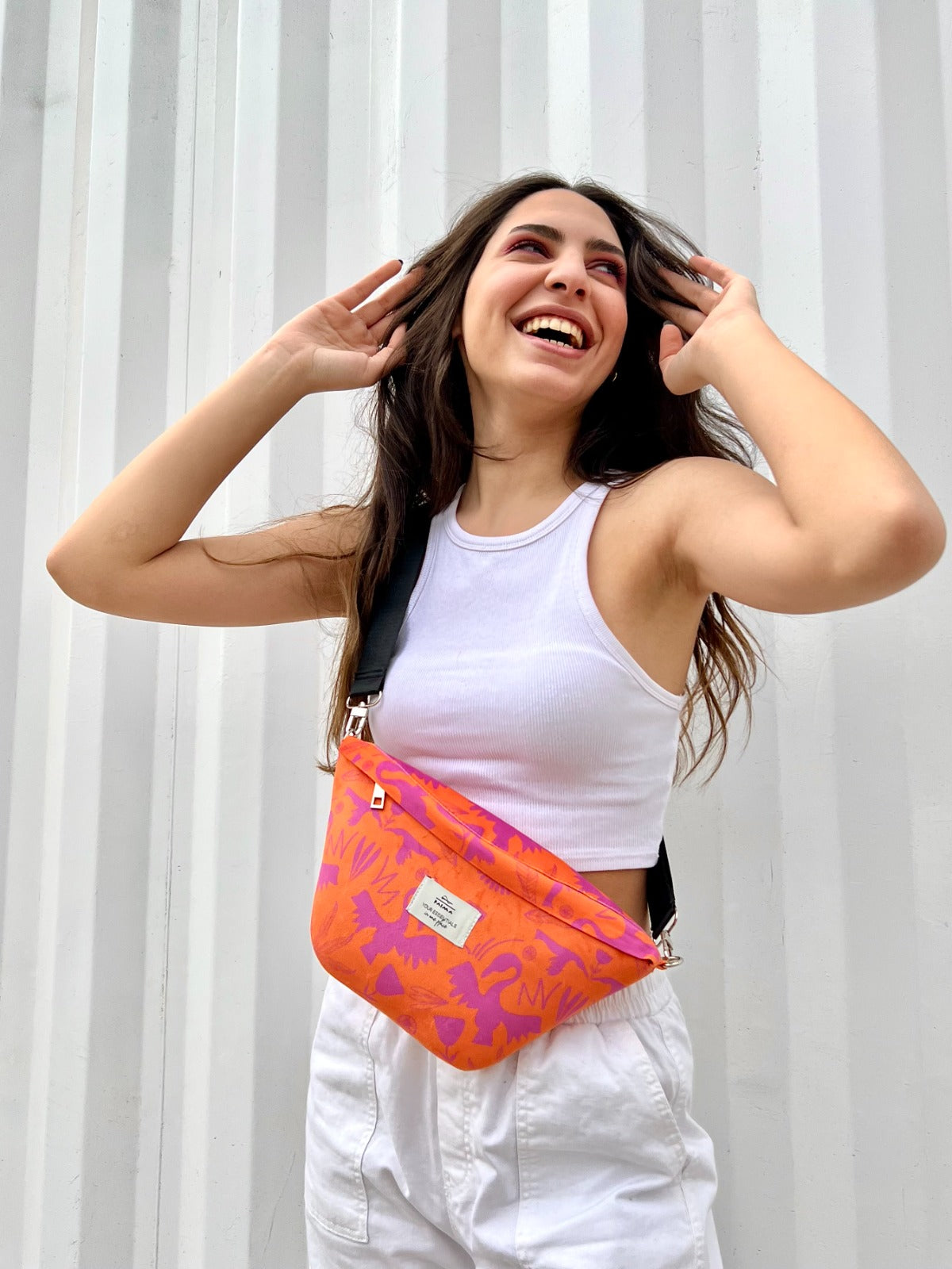 Tribal Birds Orange X Hot Pink Fanny Pack