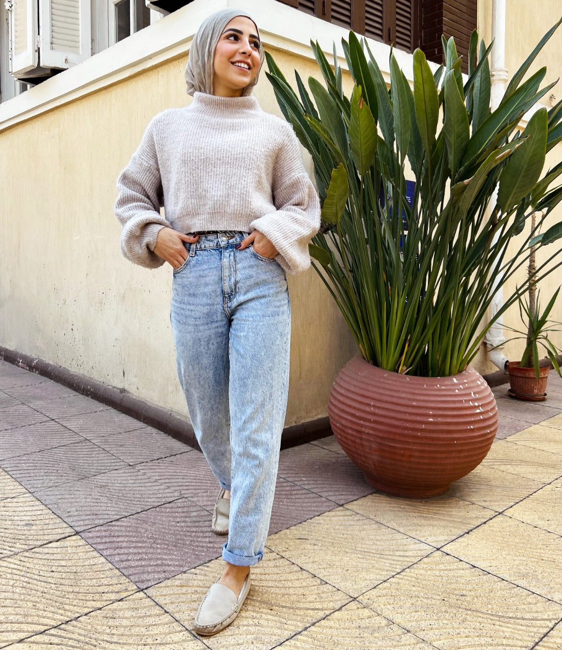 Fur Lined Loafers Beige