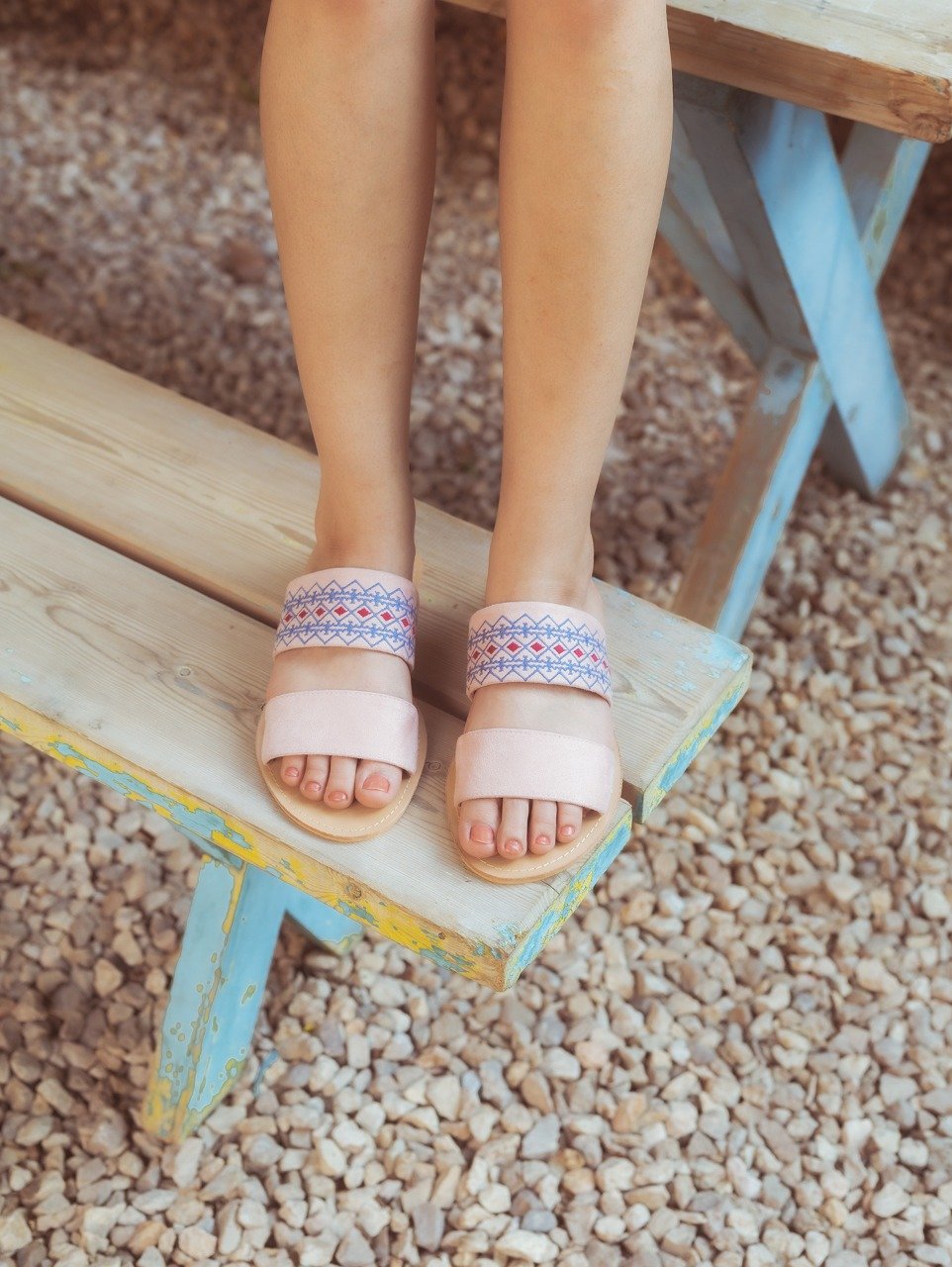 Pink Boho 2 Strap Sandals