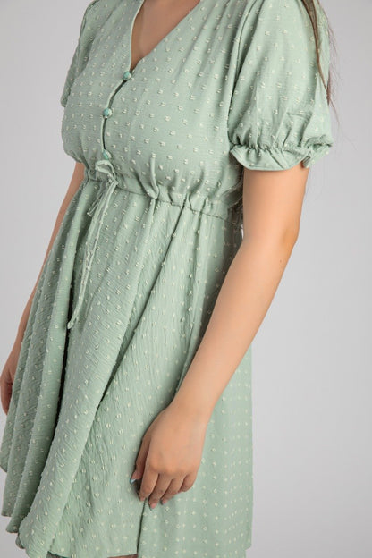 Puff Sleeve Mini Dress Mint