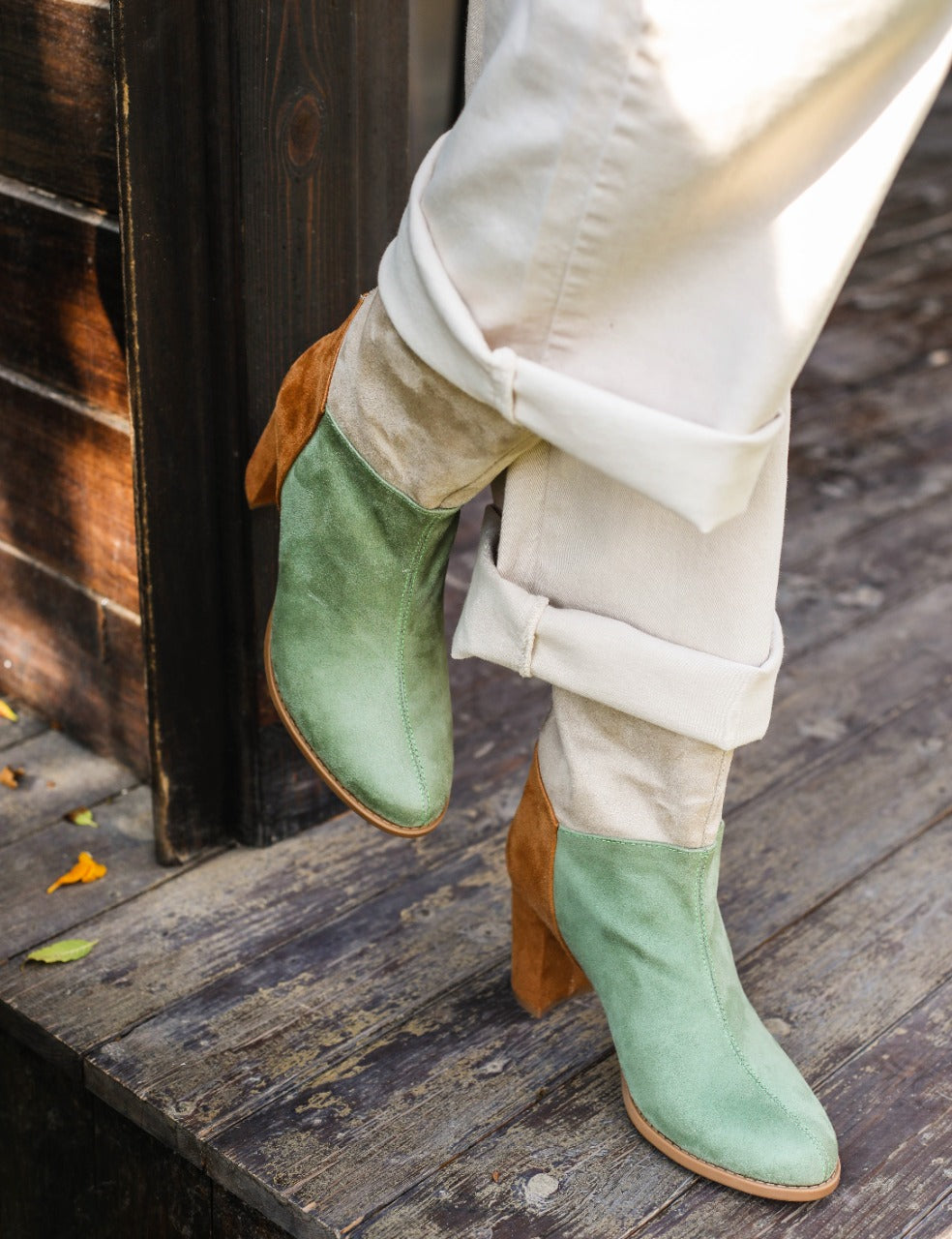 Bottes Color Blocking Menthe X Marron