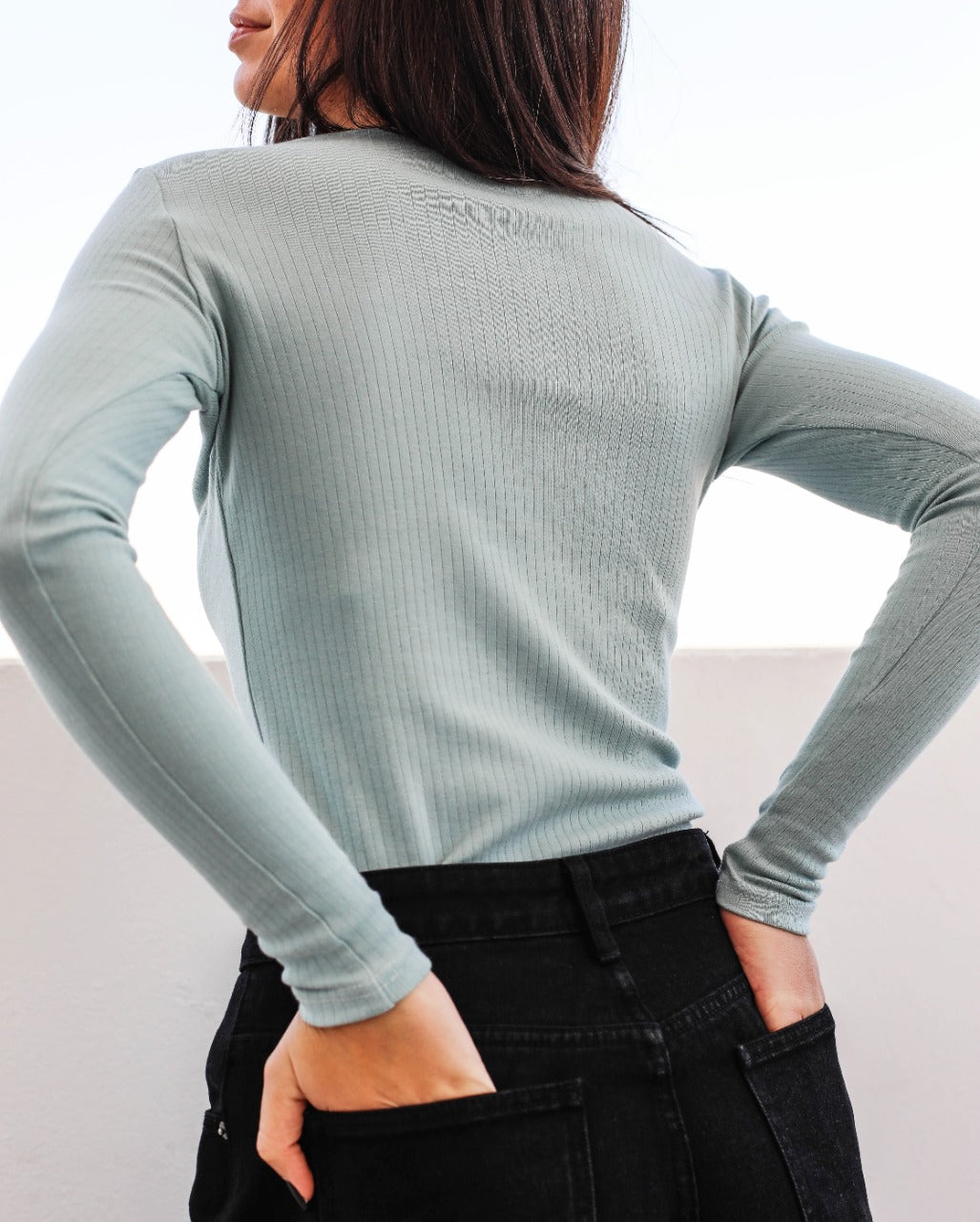 Long Sleeved Ribbed Top Mint