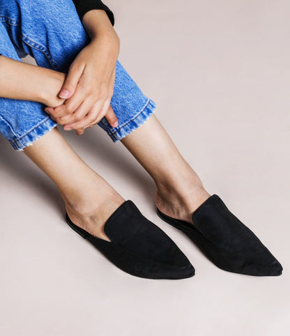 Mules Pointy Suede Noir