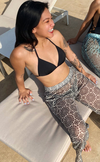 Mesh Beach Pants Black And White