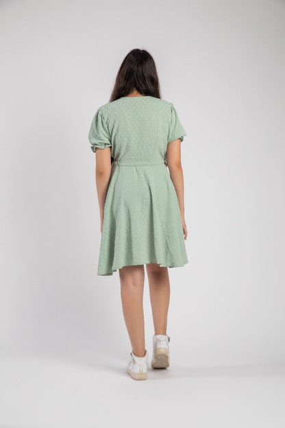 Puff ärmel Mini kleid Minze