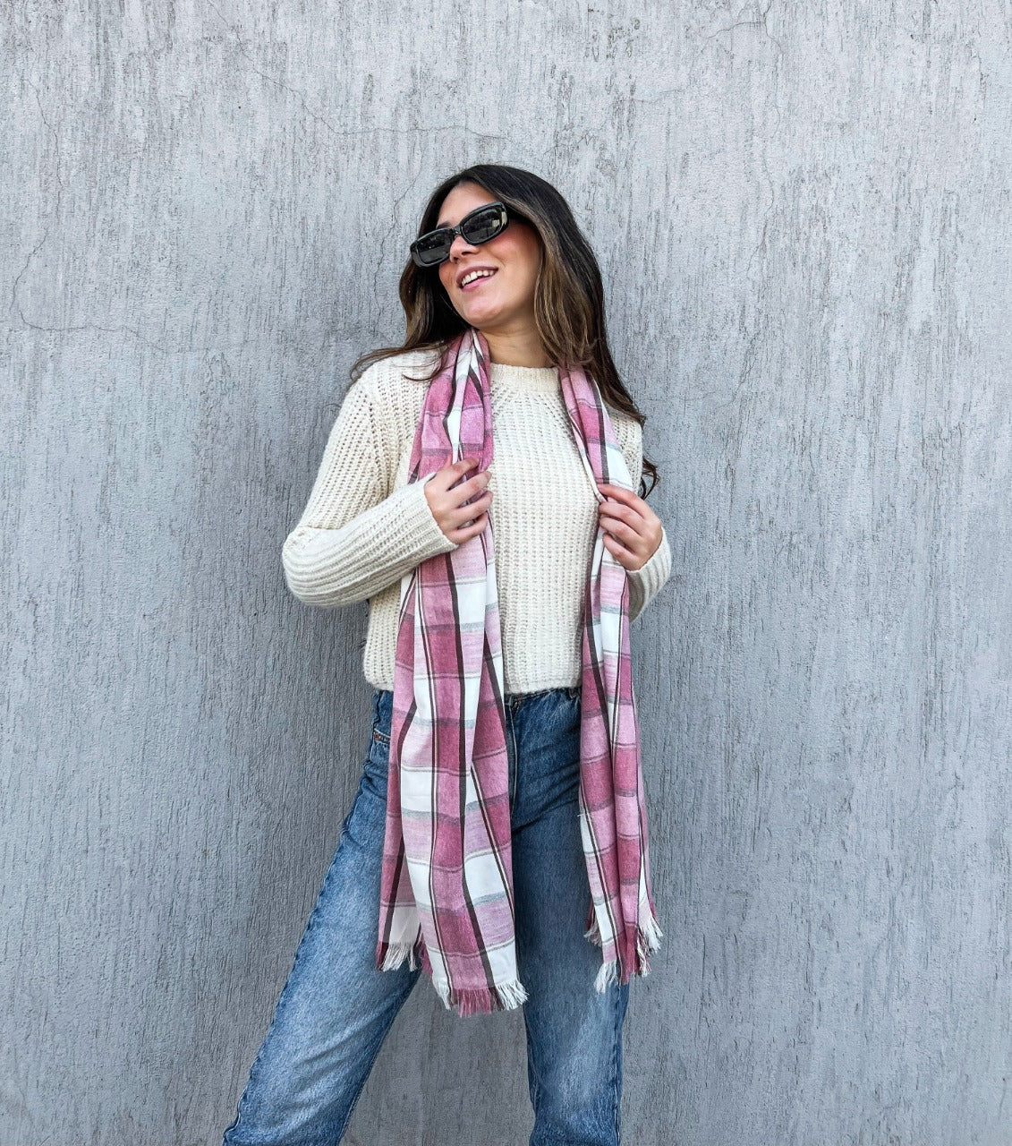 Windowpane Plaid Scarf