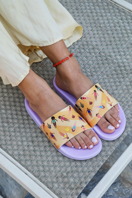 Schwimmen Frauen Sliders Licht Pfirsich X Lavendel