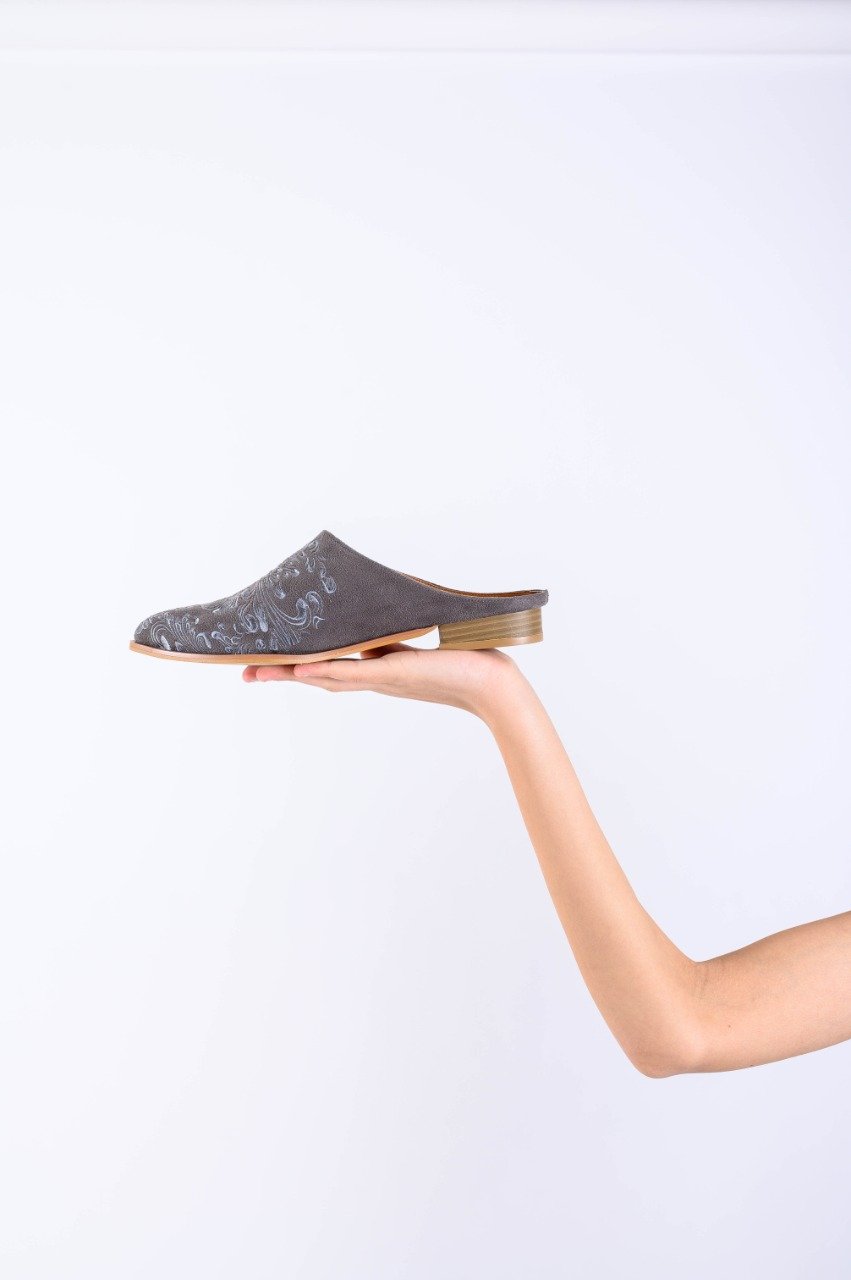 Damask Mules Grey