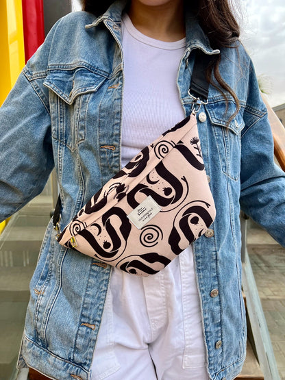 Serpent Energy Beige X Black Fanny Pack