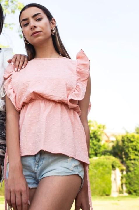 Blusa Peplum Salmón