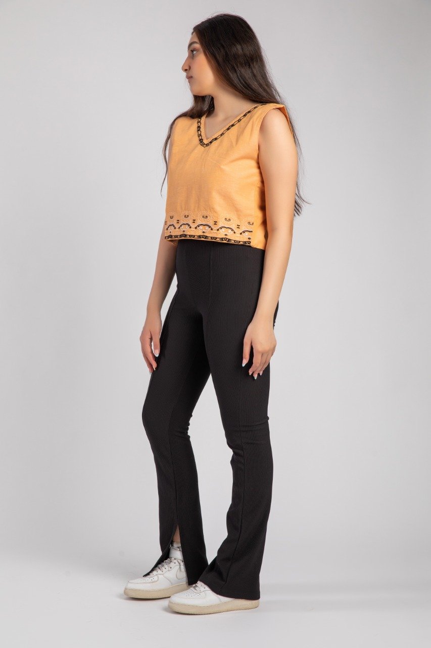 Iris Linho Wrap Top Laranja